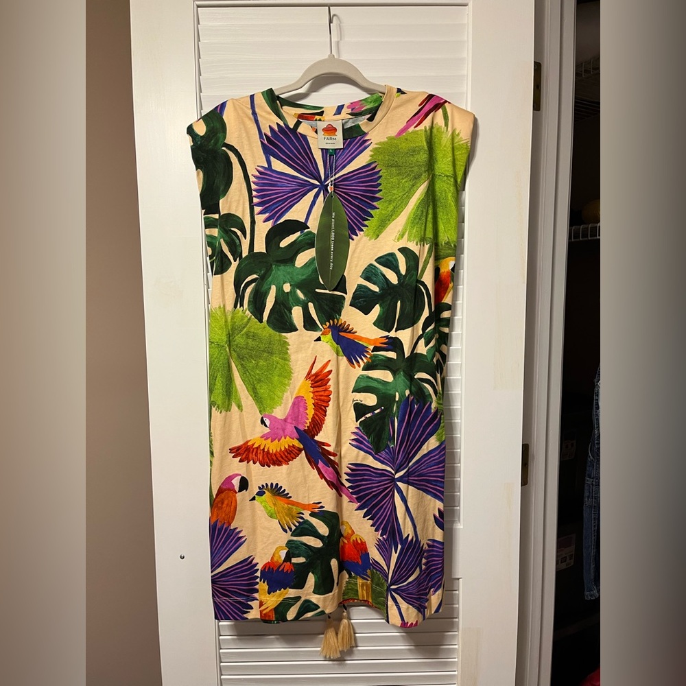 FARM Rio Macaw Jungle Sand mini t-shirt dress